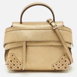 Tod's Tod’s Gold Leather Gommino Wave Top Handle Bag 1150990