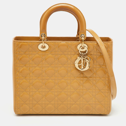 Christian Dior Beige Cannage Patent Leather Large Lady Christian Dior Tote 1149794