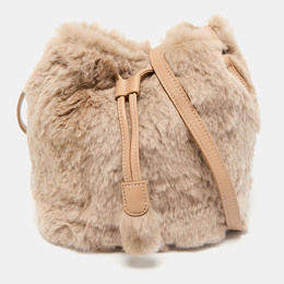 Longchamp Beige Faux Fur and Leather Give Me A Hug Bucket Bag 1152646