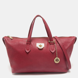 DKNY Red Leather Top Zip Tote 1152327