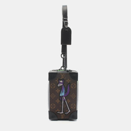 Louis Vuitton Black Brown Monogram Macassar Soft Trunk Phone Box Bag 1151703