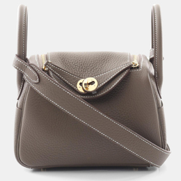 Hermes Etoupe Grey Taurillon Clemence Leather Lindy Mini Crossbody Bag 1151493