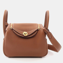 Hermes Gold Taurillon Clemence Leather Lindy Mini Crossbody Bag 1151487