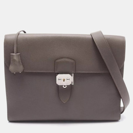 Hermes Etain Evercolor Leather Sac-a-depeche Business Bag 1151420
