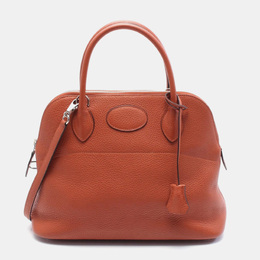Hermes Brown Clemence Leather Bolide 31 Shoulder Bag 1151421