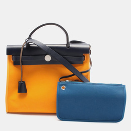 Hermes Navy Toile Herbag Zip PM Hand Shoulder Bag 1151301