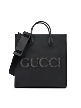 Gucci Black Leather Logo Medium Tote Bag 770975_aacxb_1049