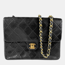 Chanel Black Leather Classic Flap Shoulder Bag 1153704