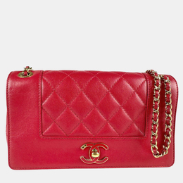 Chanel Red Leather Mademoiselle Vintage Shoulder Bag 1153659