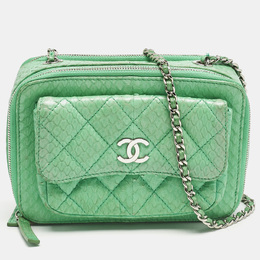 Chanel Green Python Mini Pocket Box Camera Case Bag 1152758