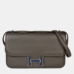 Hermes Constance 3 Elan Verso Vaux Swift R stamp (manufactured in 2014) Silver lacquer hardware Shoulder bag Gray x Blue 939013