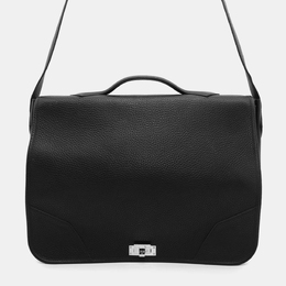 Hermes Black Taurillon Clemence Victoria Messenger Bag 1153894