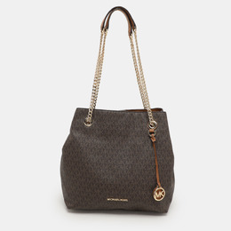 Michael Kors Brown Coated Canvas Jet Set Tote 1154037