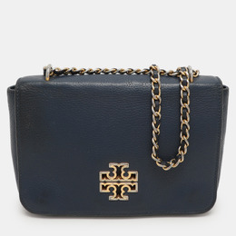Tory Burch Blue Leather Logo Flap Shoulder Bag 1154012