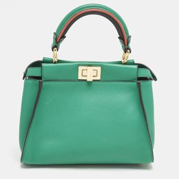 Fendi Green Leather Mini Peekaboo Top Handle Bag 1153220
