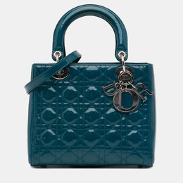 Christian Dior Turquoise Blue Patent Leather Cannage Medium Lady Christian Dior Bag 1136060