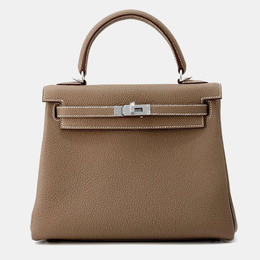 Hermes Etoupe Togo Leather Kelly 25 Top Handle Bag 1150419