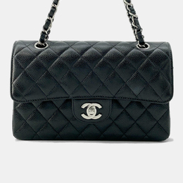 Chanel Black Caviar Leather Small Classic Flap Chain Shoulder Bag 1153955