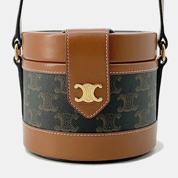 Celine Tan PVC Coated Canvas and Leather Triomphe Tambour Small Shoulder Bag 1153913