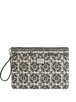 Dolce & Gabbana graphic-print leather clutch bag 29690573