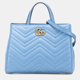 Gucci Blue Leather GG Marmont Matelasse Small Satchel 1154520