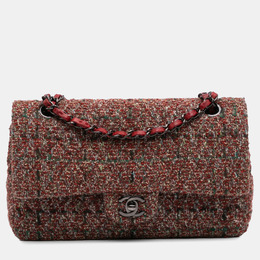 Chanel Red Classic Tweed Medium Double Flap Bag 1154283
