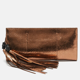 Gucci Bronze Python Nouveau Fringe Clutch 1154998