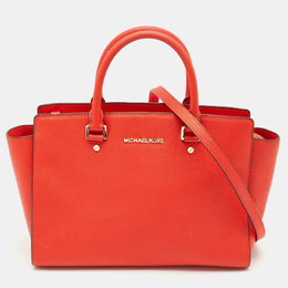Michael Kors Red Saffiano Leather Large Selma Satchel 1154650