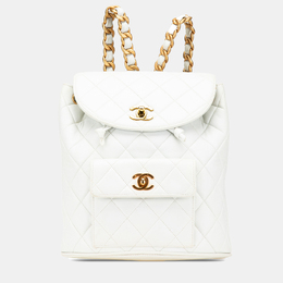 Chanel White Medium Quilted Lambskin Duma Backpack 1155721