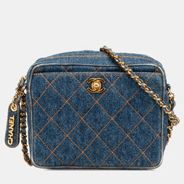 Chanel Blue CC Quilted Denim Turnlock Camera Bag 1155704