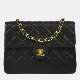 Chanel Black Lambskin Classic Square Flap Shoulder Bag 1155580