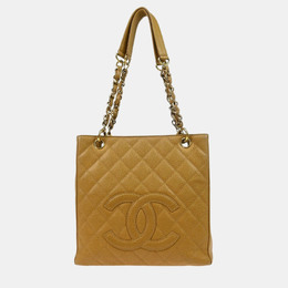 Chanel Beige Caviar Leather Petite Shopping Tote Bag 1155574