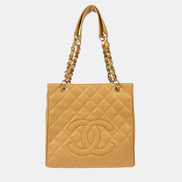 Chanel Beige Leather Petite Shopping Tote Bag 1155562