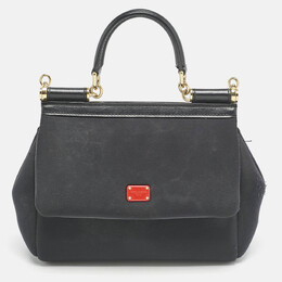 Dolce & Gabbana Black Neoprene Small Miss Sicily Top Handle Bag 1155016