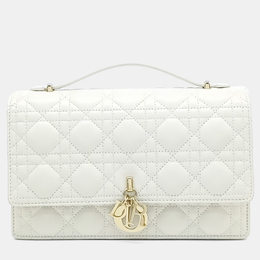Christian Dior White Leather Miss Christian Dior Top Handle Clutch and Crossbody Bag 1154874