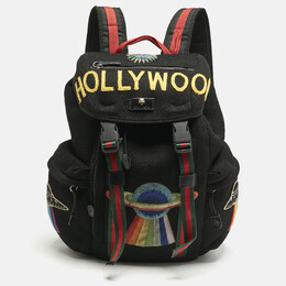 Gucci Black Mesh Fabric Hollywood Embroidered Backpack 1152755