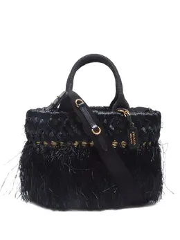 Prada 2010-2020s fringed raffia tote bag 30291763