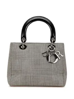 Christian Dior 1999 Medium Canvas Houndstooth Lady Dior satchel 30434438