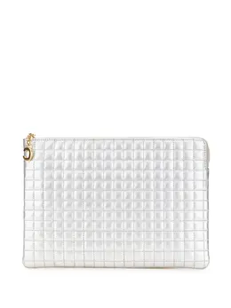 Celine 2018 Quilted Metallic Calfskin C Charm Pouch clutch bag 30439789