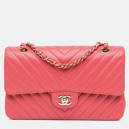 Chanel Pink Medium Classic Chevron Lambskin Double Flap Bag 1139277