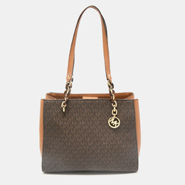 Michael Kors Brown Signature Coated Canvas and Leather Large Sofia Tote 1156014
