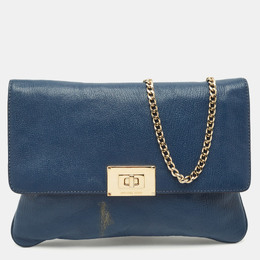 Michael Kors Blue Leather Turnlock Chain Shoulder Bag 1155932