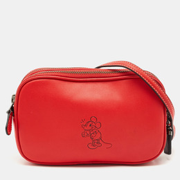Coach x Disney Mickey Red Leather Double Zip Crossbody Bag 1155901