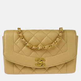 Chanel Beige Calfskin Small Diana Shoulder Bag 1155603