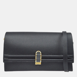 Hermes Black Satin 2Way Clutch Shoulder Bag 1155516