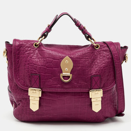 Mulberry Pink Croc Embossed Leather Tillie Flap Top Handle Bag 1153499