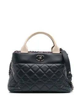 Chanel 2016-2017 Small Quilted Calfskin and Tweed Top Handle Tote satchel 30465427