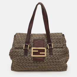 Fendi Beige/Brown Zucchino Canvas and Leather Accordion Tote 1157920