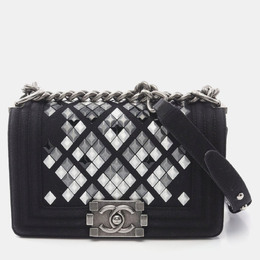 Chanel Black Canvas and Leather Small Boy Chain Shoulder Bag 1156932