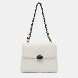 Chanel White and Black Lambskin Bekko Resin Flap Bag 1156919